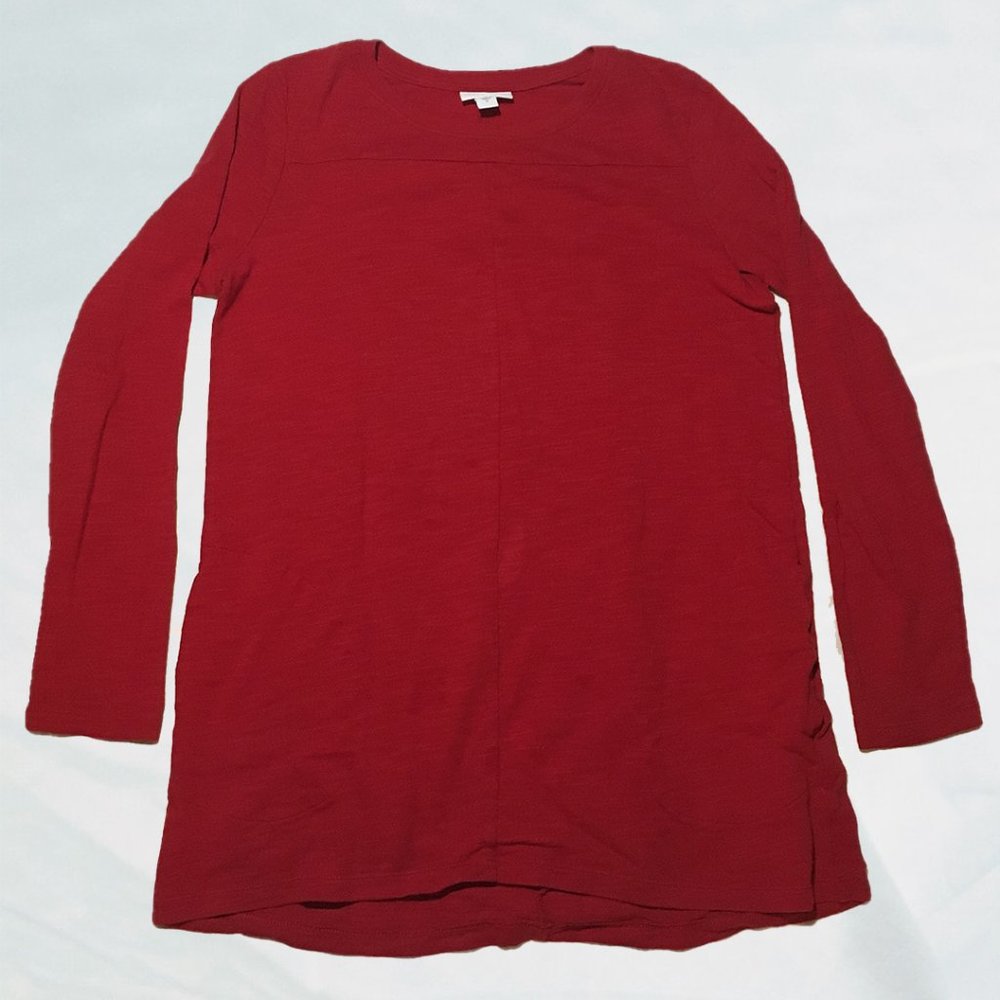 J. Jill Red Long Sleeve Tunic Shirt w/ Pockets